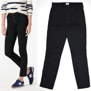 J. Crew 9" Vintage Straight Leg High Rise Black Button Fly Jeans 24